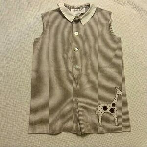 Boy’s Hannah Kate Brown & White Giraffe Jumper Onesie 2t